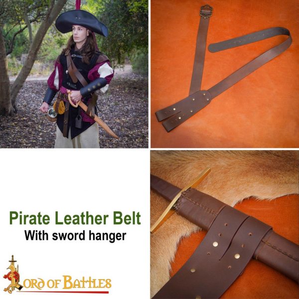 Pirate's Leather Baldric Sword Hanging Belt for LARP and Cosplay - Image 10