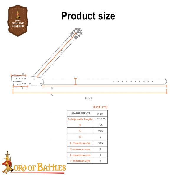 Pirate's Leather Baldric Sword Hanging Belt for LARP and Cosplay - Image 7