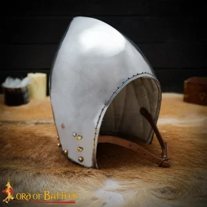 Bascinet Helm with Padded Inner and Leather Chin Strap 16 gauge