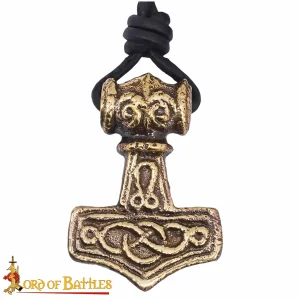 Brass Mjolnir Pendant - Thors Hammer Amulet