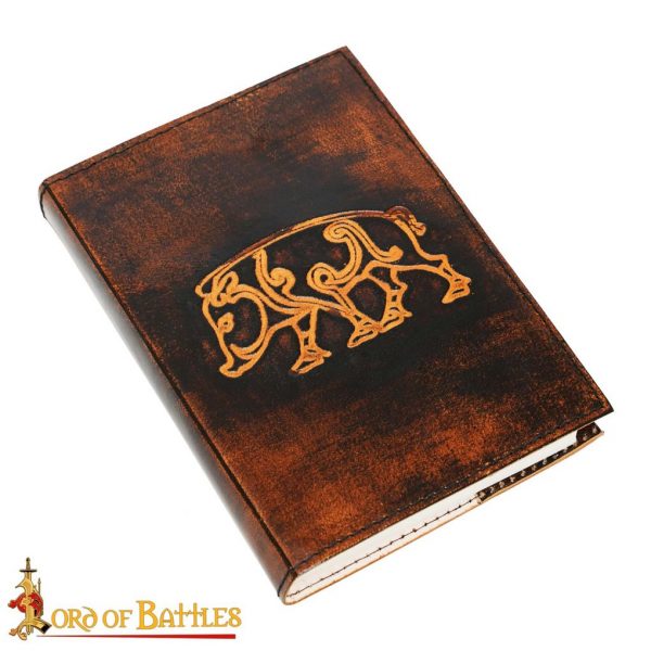 Medieval Journal with Celtic Boar Design Handcrafted Genuine Leather Diary Notes