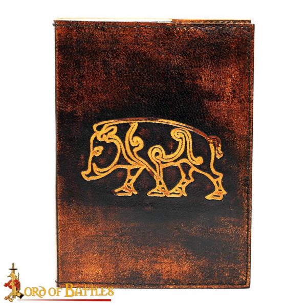 Medieval Journal with Celtic Boar Design Handcrafted Genuine Leather Diary Notes - Image 4