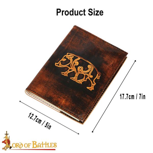 Medieval Journal with Celtic Boar Design Handcrafted Genuine Leather Diary Notes - Image 3