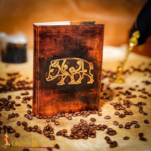 Medieval Journal with Celtic Boar Design Handcrafted Genuine Leather Diary Notes - Image 2