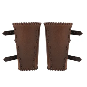 Leather Arm Bracers with Buckles