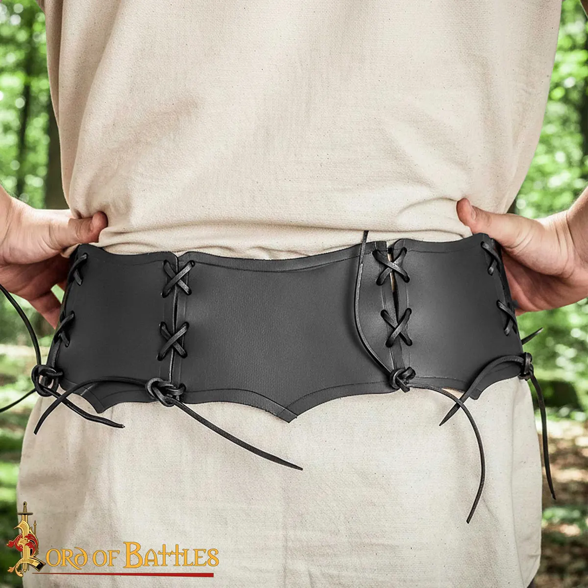 Medieval Wide Leather Waist Belt with Antique Brass Buckles Medieval Wide Leather Waist Belt with Antique Brass Buckles - Image 8