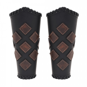 ✨ Genuine Leather Bracers With Splinted Metal Plates Arms Armor