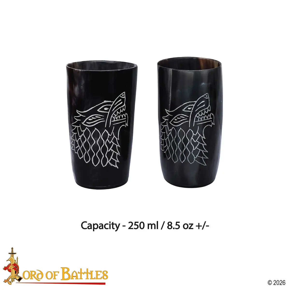 Viking Wolf Horn Tumbler Set of 2 with Fenrir Engraving Viking Wolf Horn Tumbler Set of 2 with Fenrir Engraving - Image 3