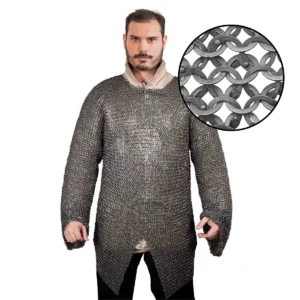 Riveted Chainmail Hauberk  9mm 17 Gauge Flat Ring Round Riveted