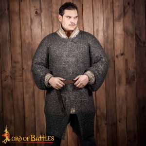 Flat Ring Chainmail Hauberk Shirt, Riveted, ID 9 mm, Titanium