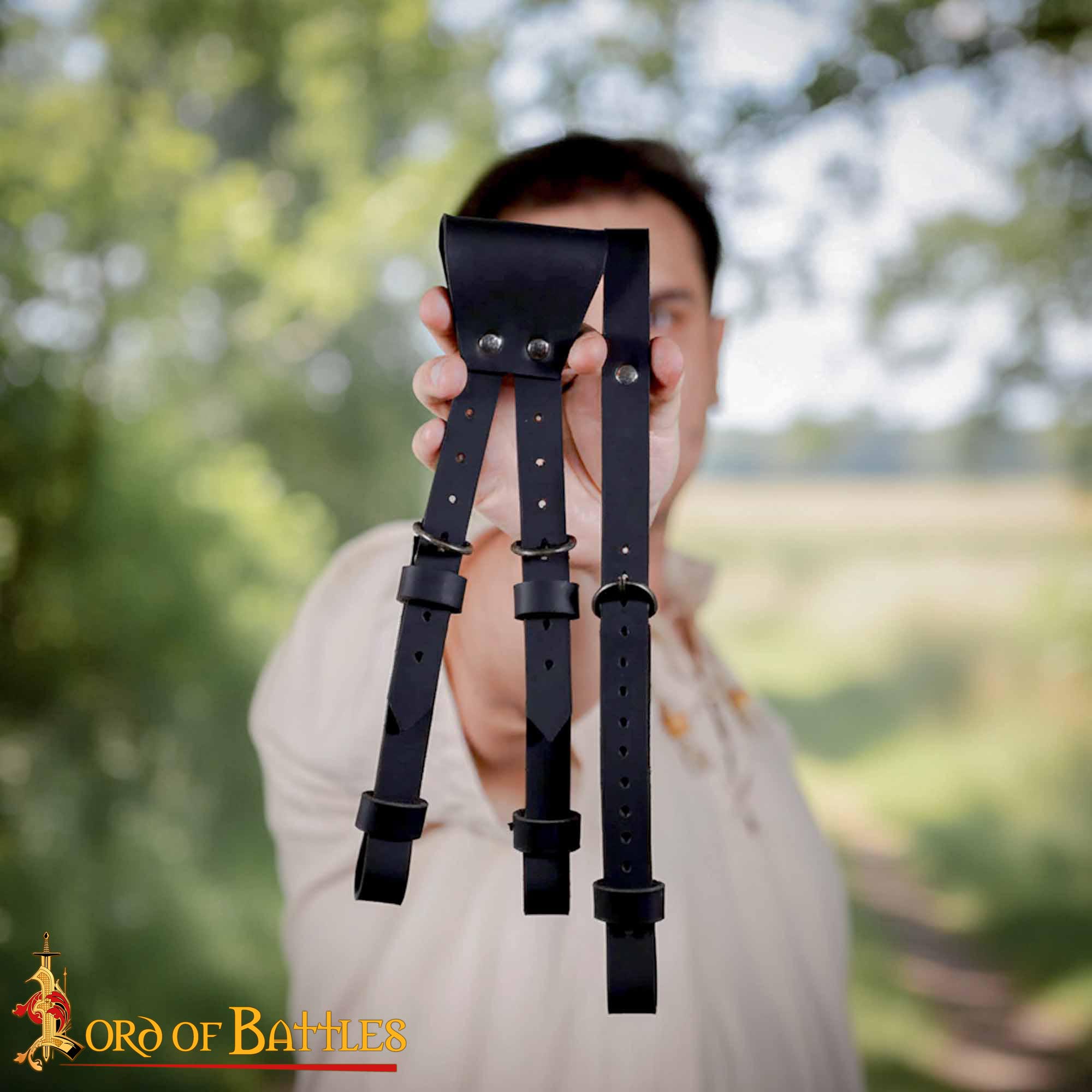 3 Point Leather Hanger Genuine Leather Holder-25363BK 5