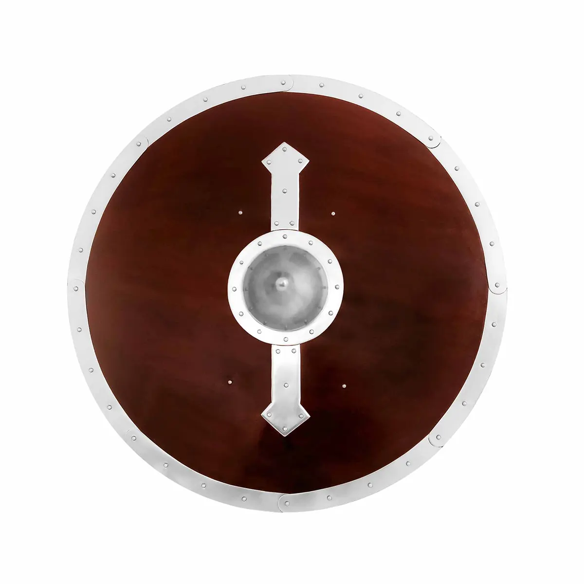 Viking Round Shield Handmade Wooden Shield with Steel Boss & Rim, LARP, Stage Combat, SCA Viking Round Shield Handmade Wooden Shield with Steel Boss & Rim, LARP, Stage Combat, SCA - Image 4