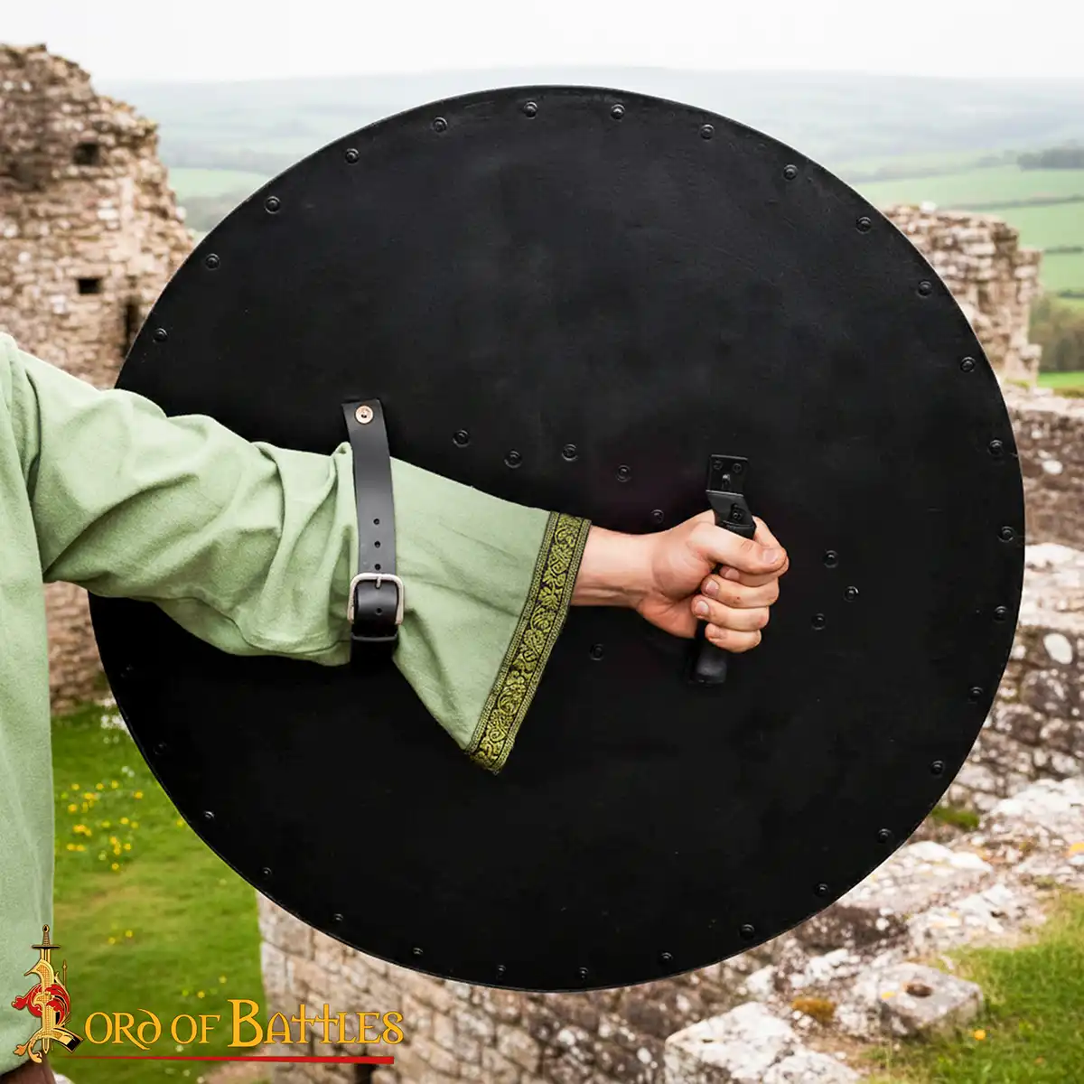 Viking Round Shield Handmade Wooden Shield with Steel Boss & Rim, LARP, Stage Combat, SCA Viking Round Shield Handmade Wooden Shield with Steel Boss & Rim, LARP, Stage Combat, SCA - Image 5
