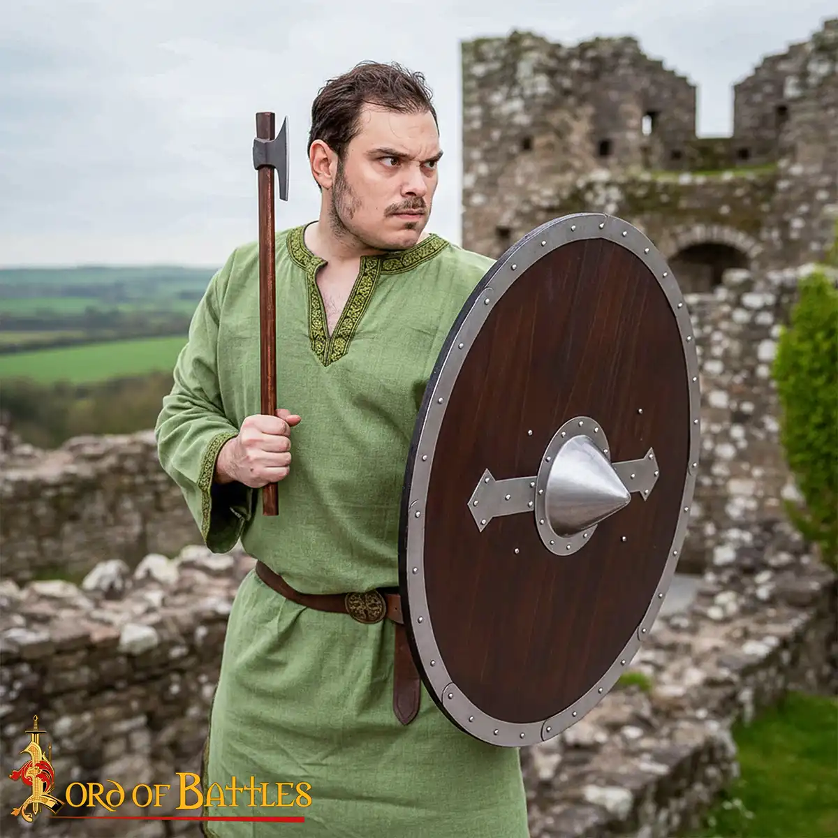 Viking Round Shield Handmade Wooden Shield with Steel Boss & Rim, LARP, Stage Combat, SCA Viking Round Shield Handmade Wooden Shield with Steel Boss & Rim, LARP, Stage Combat, SCA - Image 6