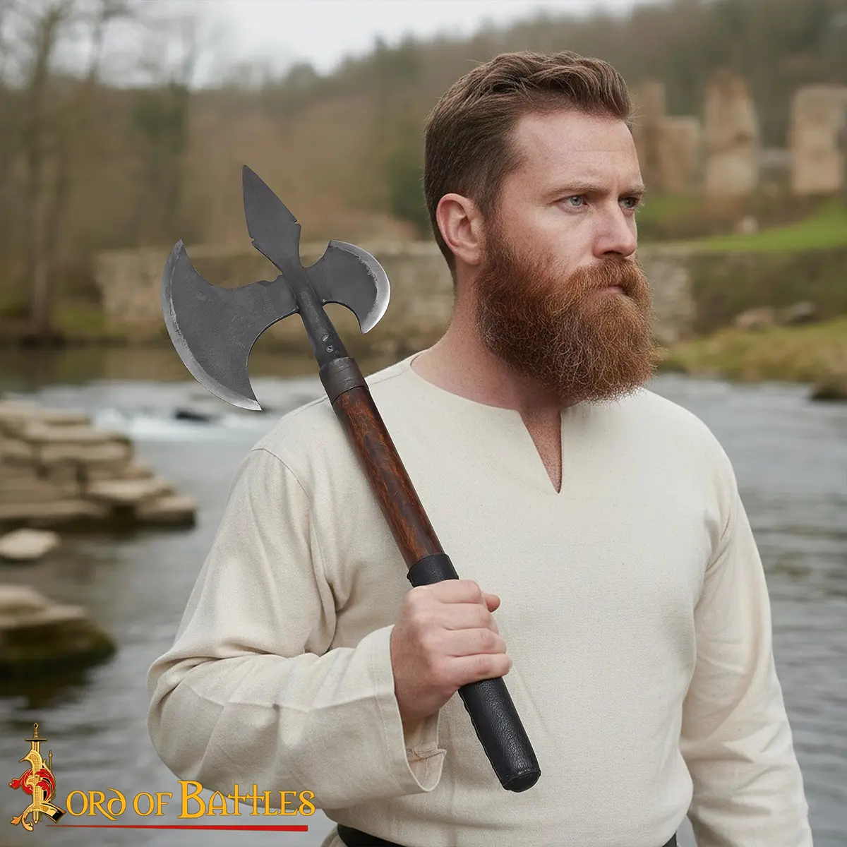 Fantasy Axe, Hand-Forged Blade – Late Medieval Halberd Double-Headed Axe Fantasy Axe, Hand-Forged Blade – Late Medieval Halberd Double-Headed Axe - Image 7