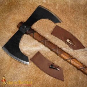 Medieval Fantasy Double-Edged Axe Functional Medieval Weapon