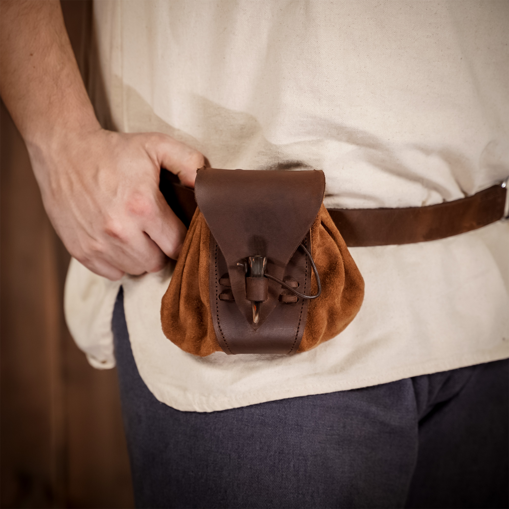 Leather Belt Pouch with Toggle