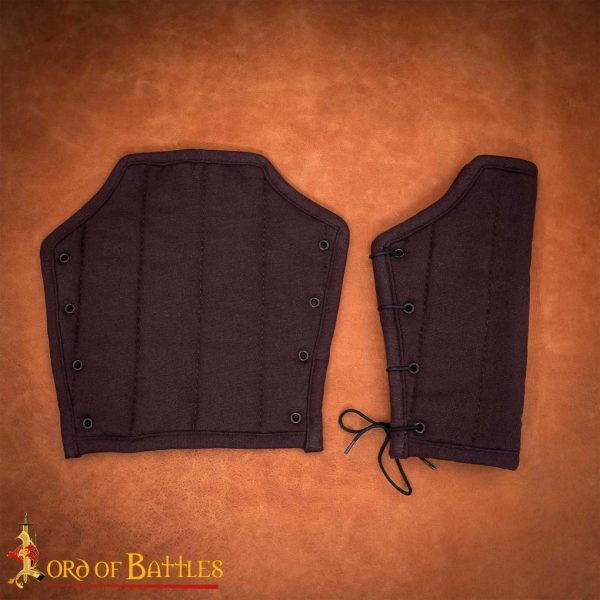 Medieval Padded Bracers with Leather Cord Closure