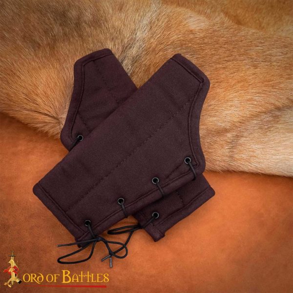 Medieval Padded Bracers with Leather Cord Closure