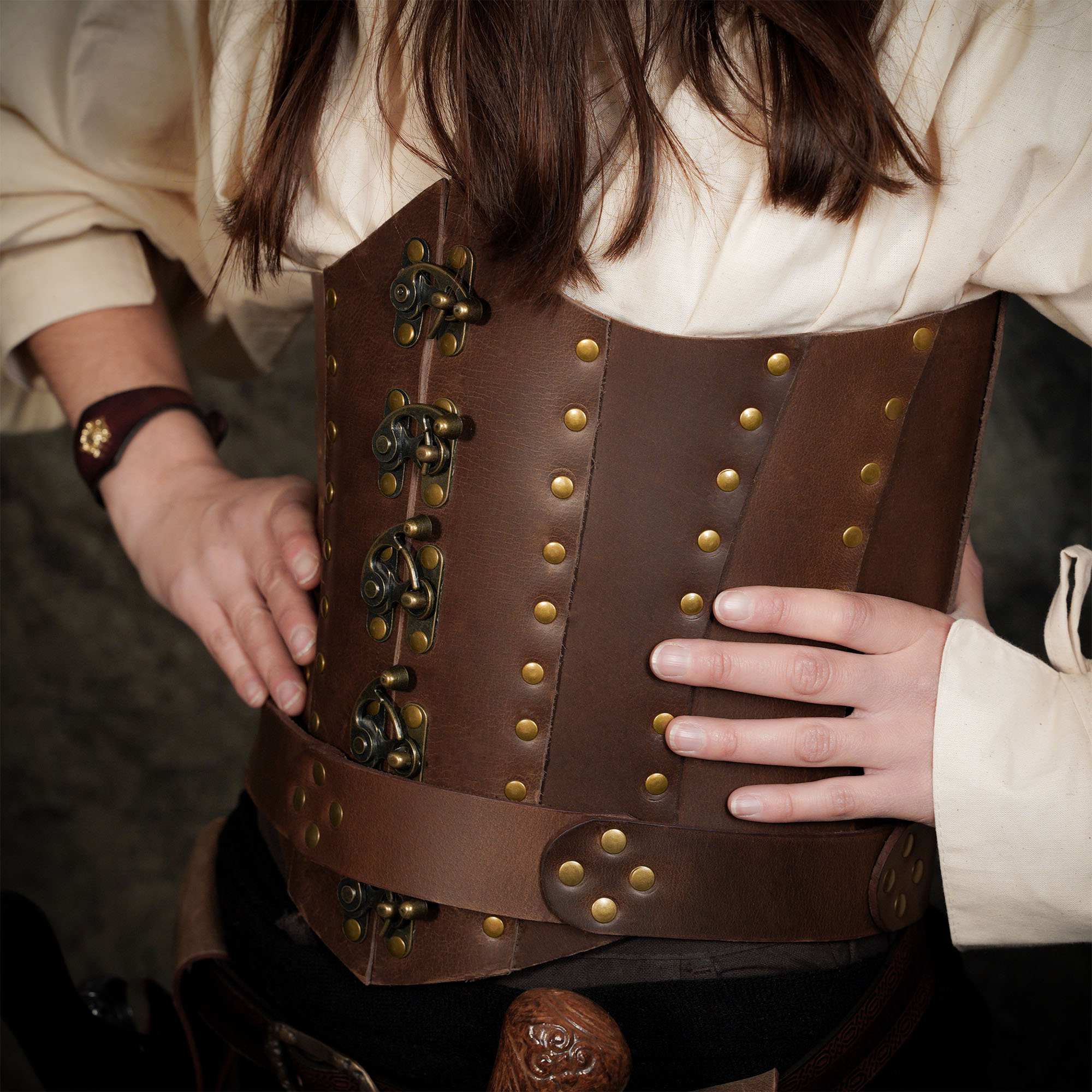 ✨ Anne Bony Handcrafted Under - bust Leather Corset - Medieval
