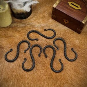 Iron Hand Forged Suspending Hook Functional Camping Accessory Set of 5