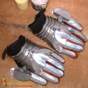 Medieval Fantasy Knight Gauntlets with Suede Leather Gloves