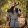 9th Century Viking Hand Axe Forged Iron Head with Ash Wood Handle and Leather Sheath 60569 ASH 6