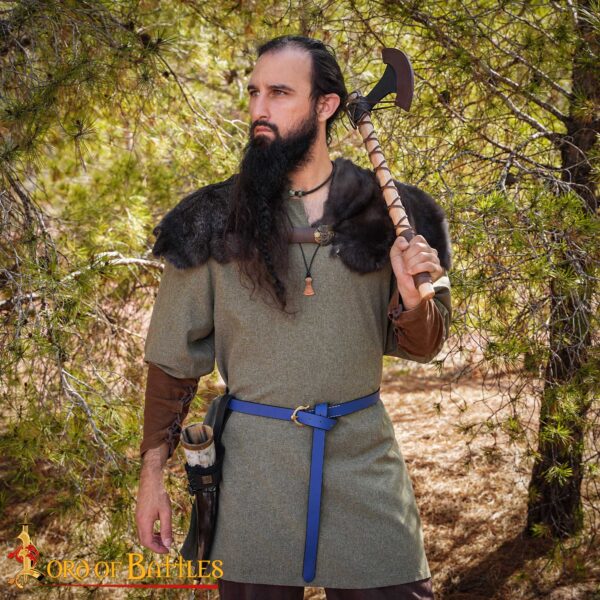 9th Century Viking Hand Axe Forged Iron Head with Ash Wood Handle and Leather Sheath 60569 ASH 6