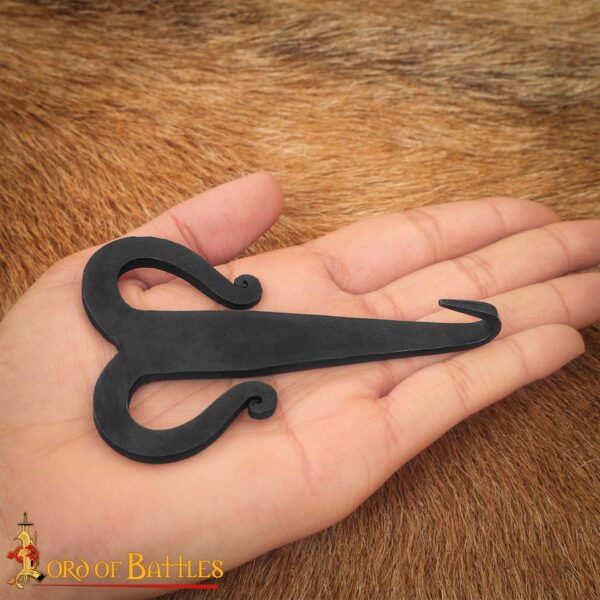 Celtic Hand Forged Iron Belt Hook Buckle Functional Medieval Accessory
