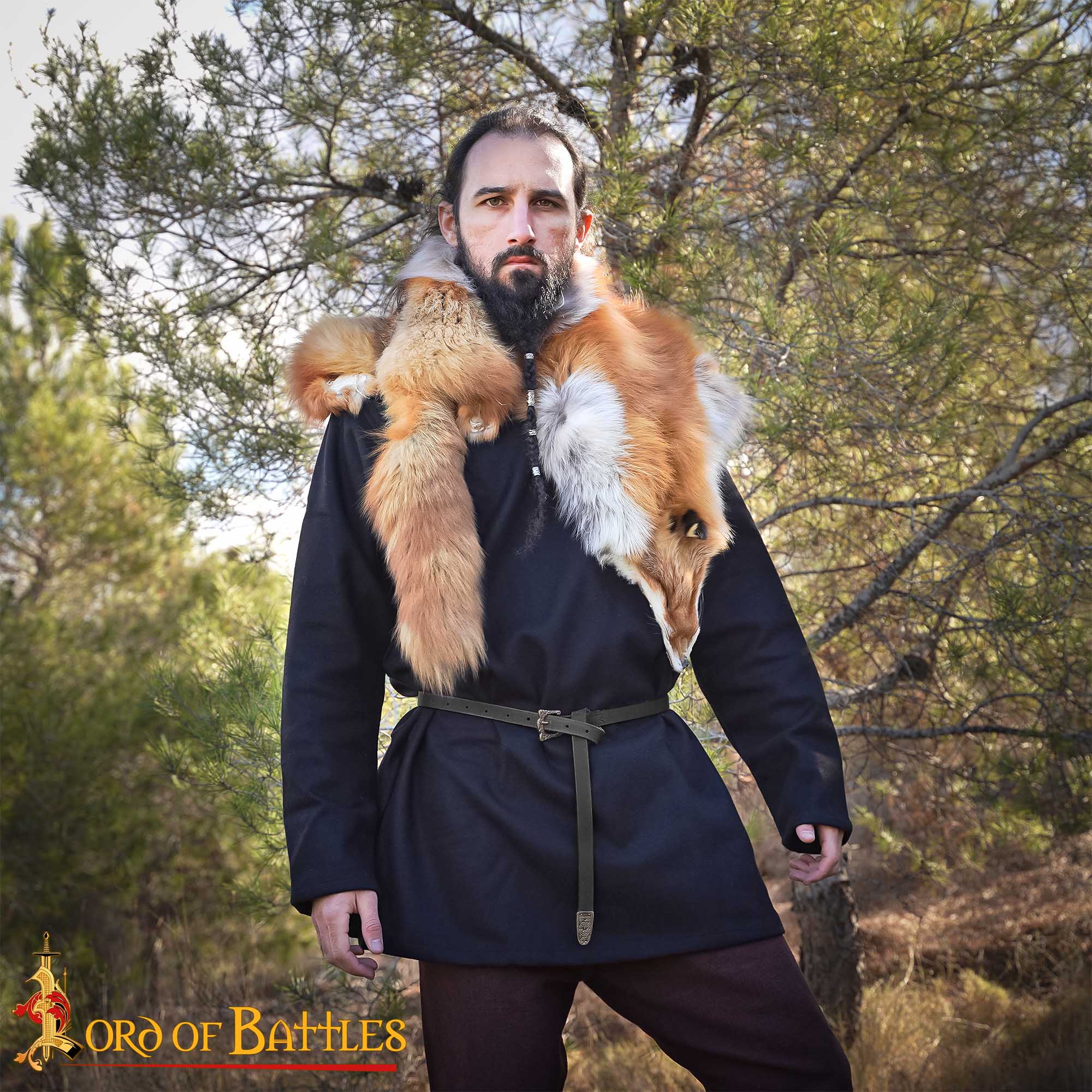 9th Century Viking Leather Belt with Brass Buckle and Strap End Norse Knotwork Design-25880BK 1