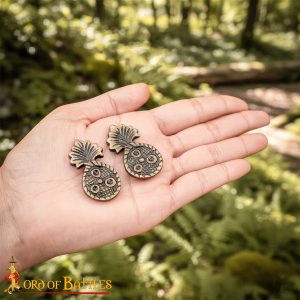 Antique Brass Belt Mounts Conchos – Medieval Adornments for Belts & Leathercraft (Set of 5)