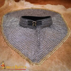 Flat Ring Chainmail Gorget / Standard, Riveted and Alternating, ID 9 mm, Natural