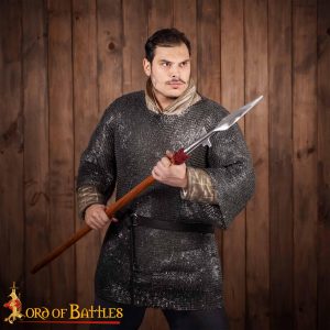 Chainmail Haubergeon Half Sleeve 6 mm 18 Gauge Flat Rings Dome Riveted, Alternate Flat Solids