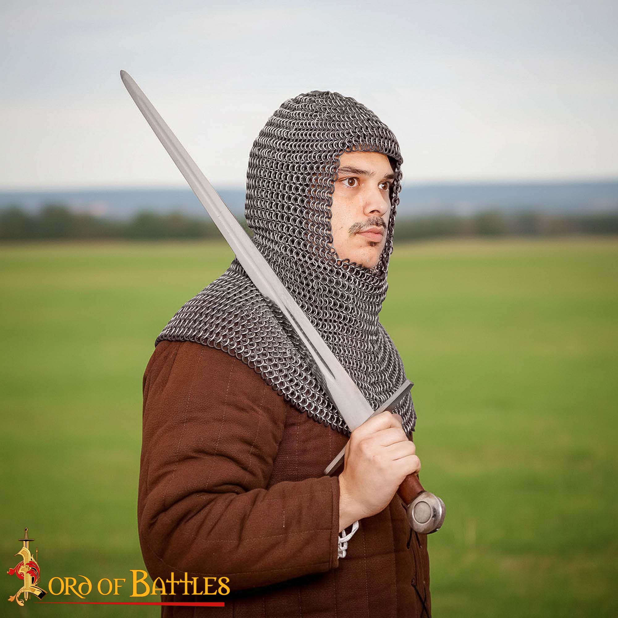 Chainmail Medieval Coif 10mm Butted Round Aluminium & Black Rubber Rings-348BK 1