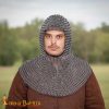 Chainmail Medieval Coif 10mm Butted Round Aluminium & Black Rubber Rings-348BK