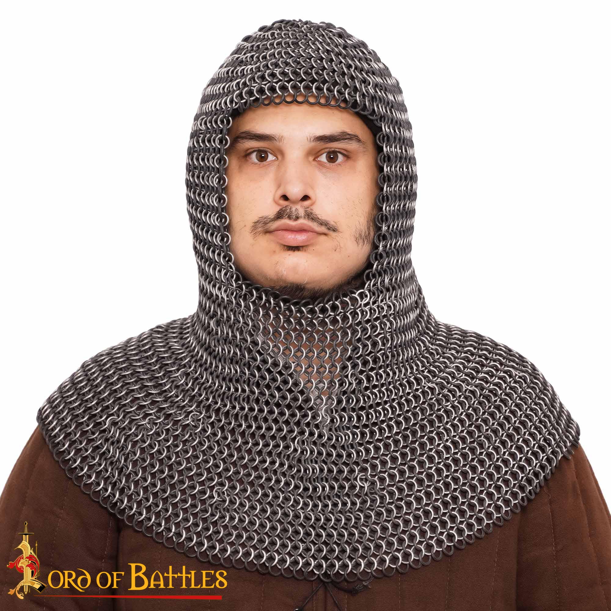 Chainmail Medieval Coif 10mm Butted Round Aluminium & Black Rubber Rings-348BK 3