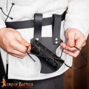 Medieval Adjustable Leather Sword Frog 3 mm Thick Genuine Leather Holder with Laced Sheath for Belts, LARP & Costume