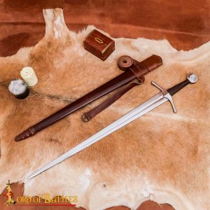 Medieval Type XVI Oakeshott Typology Knightly Fully Tempered Blade with Leather Scabbard