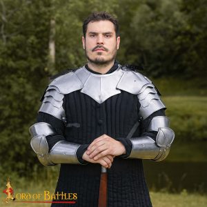 Medieval Steel Arm Armor Set with Pauldron – Functional Battle-Ready Knight Armour for LARP & Reenactment