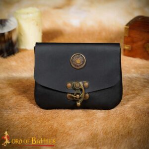 Medieval Quester’s Leather Belt Pouch | 3 mm Genuine Leather with Antique Brass Fittings