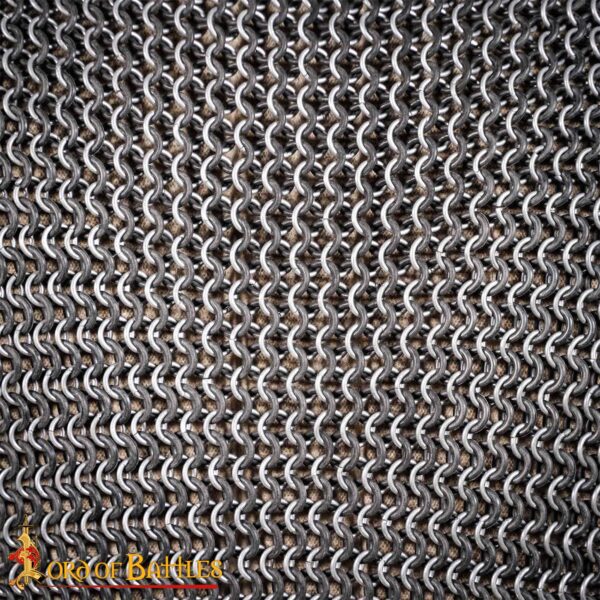 Round Ring Chainmail Medieval Half Sleeves Shirt Haubergeon, Butted Aluminium and Rubber Rings, ID 10 mm, Natural - Image 6