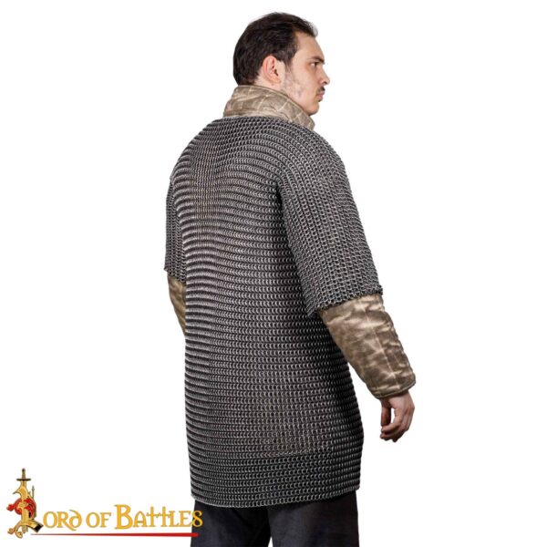 Round Ring Chainmail Medieval Half Sleeves Shirt Haubergeon, Butted Aluminium and Rubber Rings, ID 10 mm, Natural - Image 7