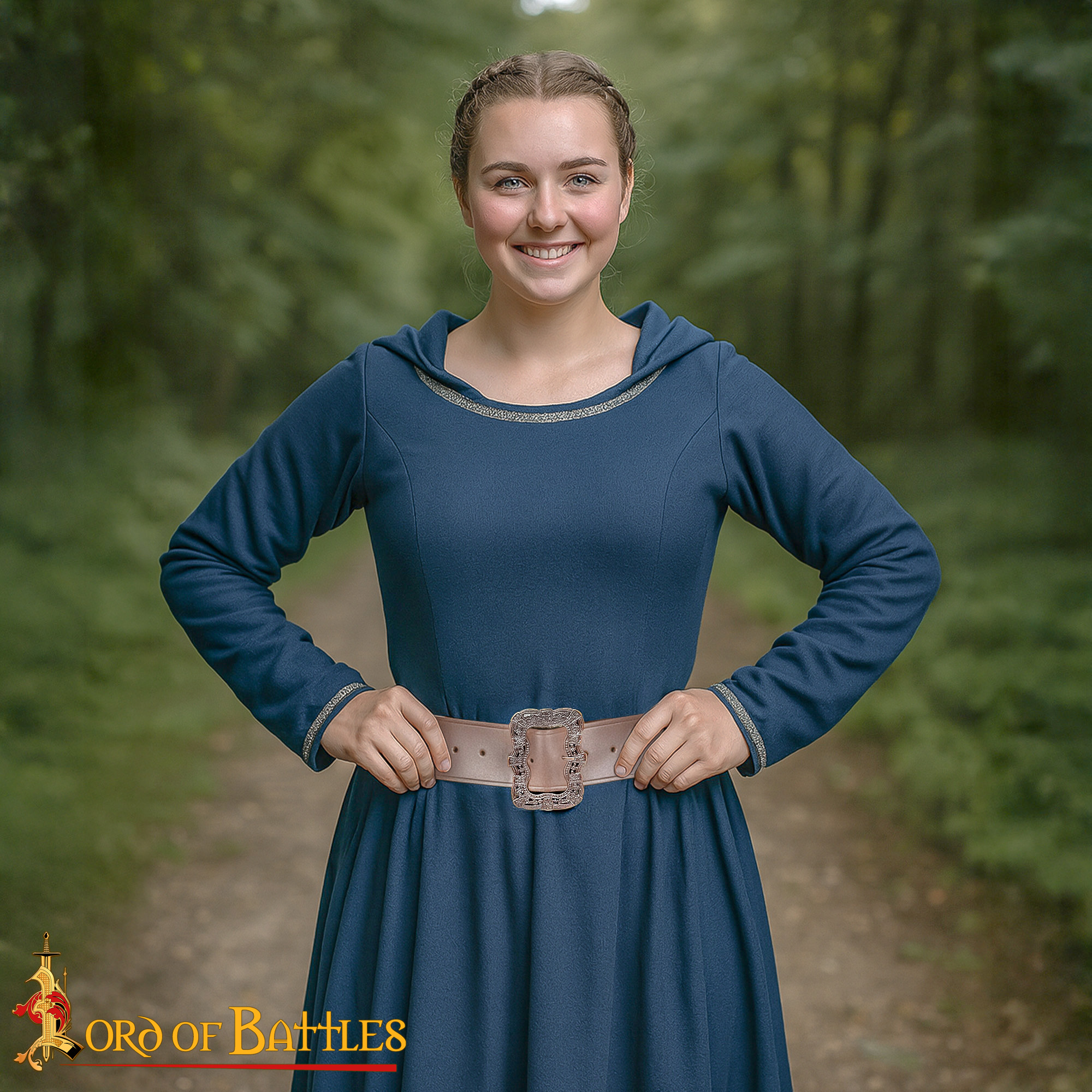 Medieval Leather Belt with Large Ornate Brass Buckle Handcrafted Genuine Leather-25133CBR 1