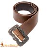 Medieval Leather Belt with Large Ornate Brass Buckle Handcrafted Genuine Leather-25133CBR 3