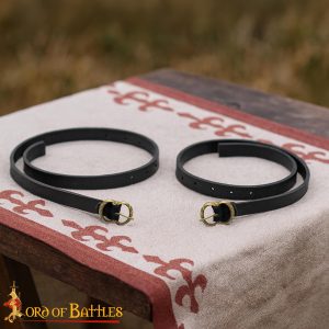 Medieval Renaissance Genuine Leather Leg Garters with Brass Buckles