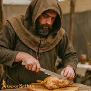 Medieval Bone-Handled Dining Knife – Full Tang Stainless Steel with Engraved Ox Bone Grip