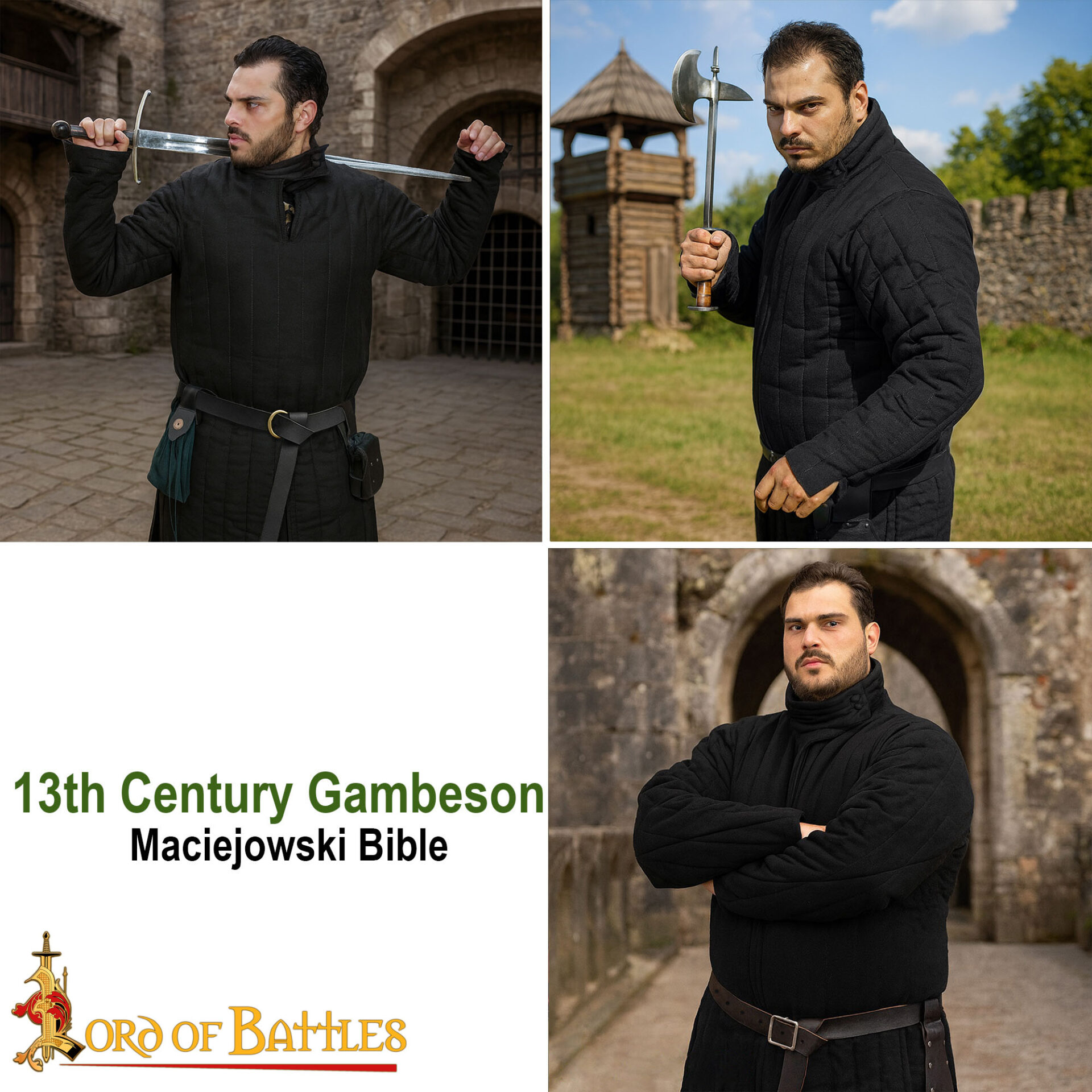 Medieval Triple Layered Padded Gambeson-7108BK 8