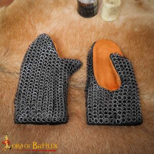 Padded Mittens with Chainmail Mild Steel Flat Ring Round Riveted Alternating