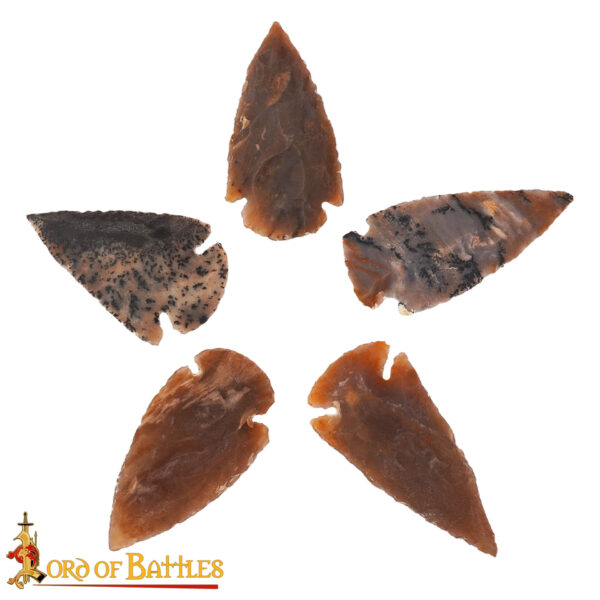 Prehistoric Flint Arrowheads – Neolithic Stone Age Spear Arrow Tips 1207D 5pcs 3