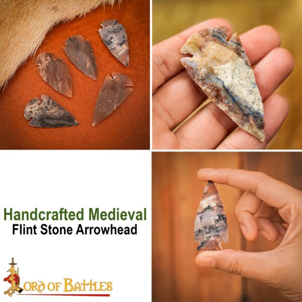 Prehistoric Flint Arrowheads – Neolithic Stone Age Spear Arrow Tips 1207D 5pcs 6